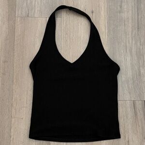 Black Ribbed Halter tank